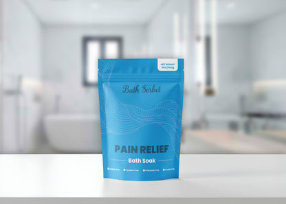 Jar of Bath Sorbet Pain Relief bath soak with sea and Epsom salts